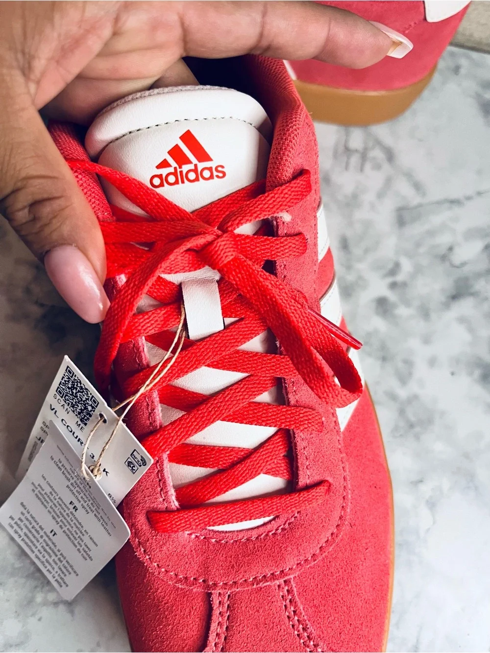 Adidas VL Court 3.0 Womens/Kids Preloved Scarlet White Bright Red Brown JR2214